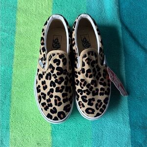 Vans Kids Tan and Black Leopard Sneakers